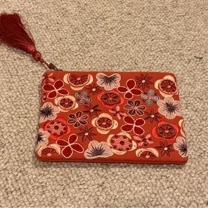 Embroidered Floral Clutch with Tassel